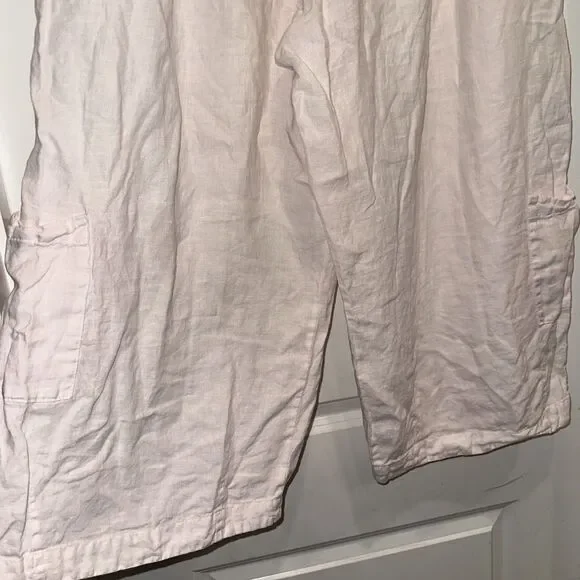 Bryn Walker 1X Womens Pants Linen Pink Pull On Wide Leg Pocket Resort Lagenlook - Picture 6 of 8